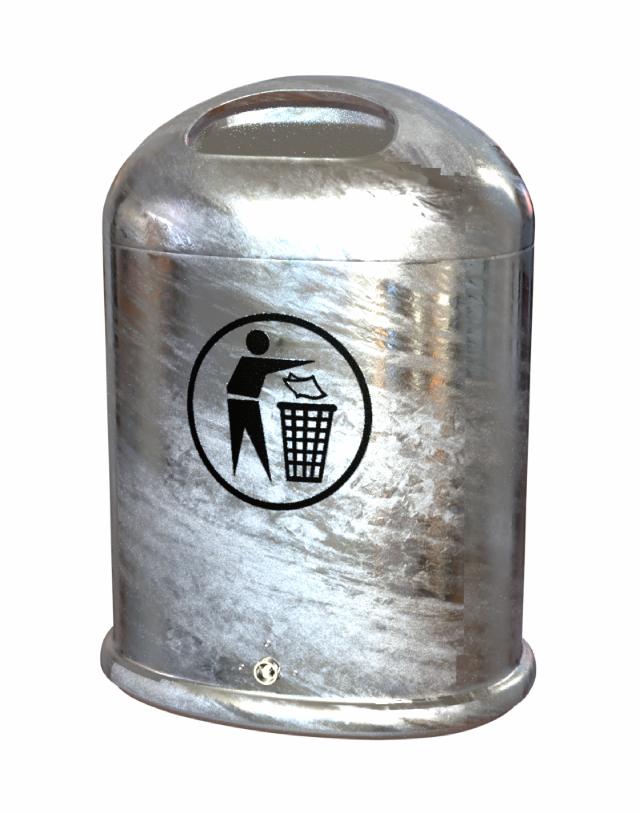 Model 5034 Waste bin outdoor 45 ltr. With spring flap Galvanized