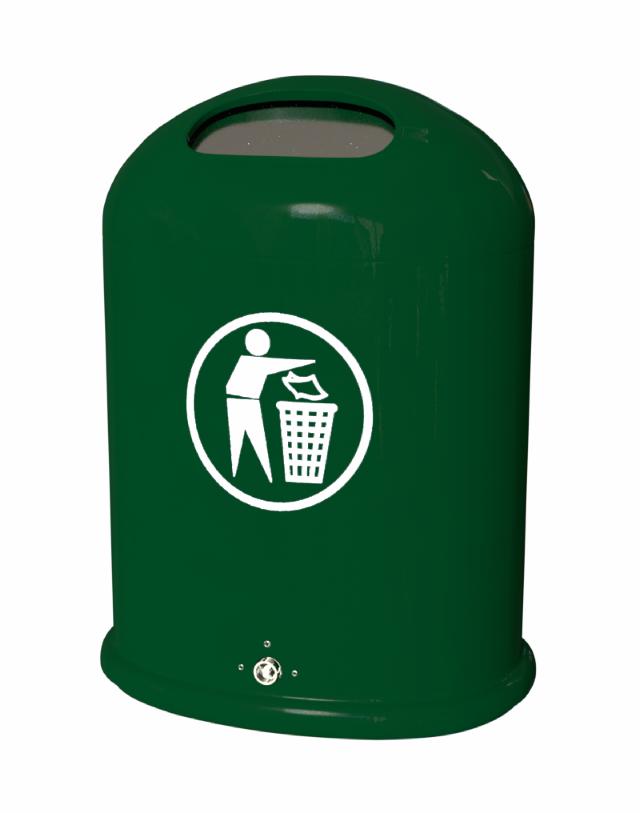 Waste bin outdoor Model 5034 45 ltr. With spring flap Green